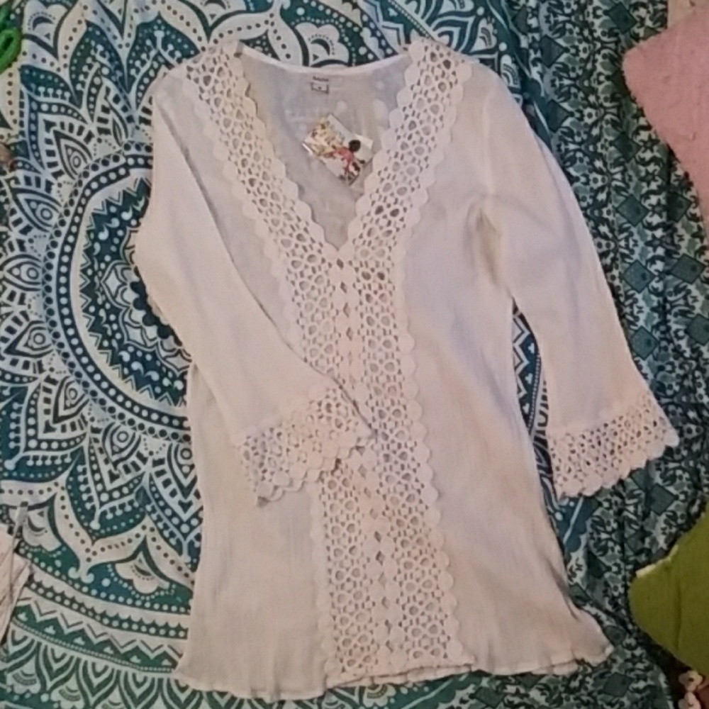 White cover up dress.  Perfect for the beach.